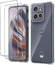 Case for Motorola Edge 50 Neo + [2 Pack] Screen Protector, Electro-weideworld Ultra Thin Shockproof Soft TPU Clear Protective Case for Motorola Edge 50 Neo