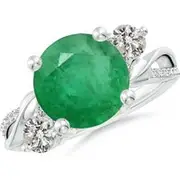 Emerald and Diamond Twisted Vine Engagement Ring