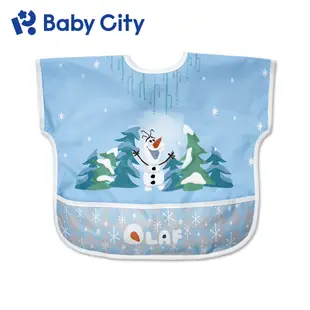 【Baby City 娃娃城】雪寶防水收納短袖圍兜