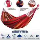 Red & Blue Canvas Hammock Portable Outdoor Swing, Camping, Leisure Sleep Hammock