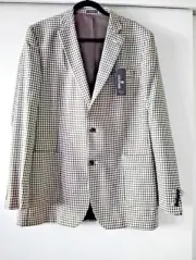New w/tag Slim Fit STAFFORD Size 42 Long Brown Checker Plaid Sport Coat