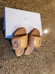 Prada Nappa Padded Sandals 37 (Brown) MSRP $1,020