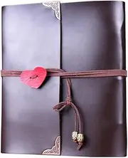 OATIPHO Leather Photo Album Scrap Book, Vintage Heart Love Buckle Photobook, DIY Wedding Memories Scrapbook Creative Photo Album for Women, Friends, Lovers