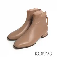 在飛比找蝦皮商城優惠-KOKKO極簡方頭異材真皮拼接拉鍊踝短靴奶茶色