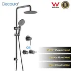 Decaura 8" Rain Shower Head Set Brushed Gunmetal Sliding Rail Shower Mixer Taps