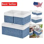 Elegant Rectangular Wicker Storage Baskets - Set of 3 for Versatile Organizing