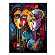 Abstract Lovers Framed Art Canvas Print