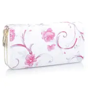 2Pcs Women Ladies Leather Rose Flower Wallet Long Clutch Phone Card Cash Holder Purse Zipper strap Printed rose wallet
