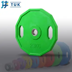 【TUK】：奧林匹克多邊彩色包膠槓片10KG /15KG / 20KG / 25KG（2入）