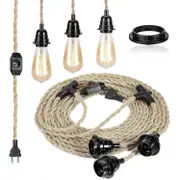 6.8m 2 Conductor Linen Electric Cable, With E27 Socket And Switch, For Diy Lamp (without Bulb)