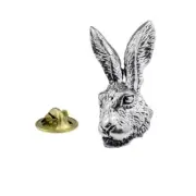 Hare Head Pewter Lapel Pin Badge
