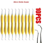 10PCS Dental Micro Sickle Scaler Silicone Coated Handle Tartar Remover Calculus
