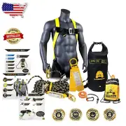 25FT Roof Safety Kit: Harness, Lifeline & Tool Lanyard - OSHA Approved