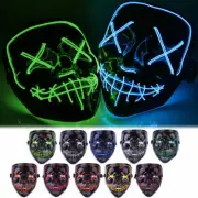 Amazing LED Purge Mask Halloween Party Masks Light Up Neon Glow In The Dark Rave
