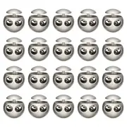 20Pcs Alloy Spring Cord Lock Ends Toggle for Shoelaces Silver Tone 17.6x19.6mm