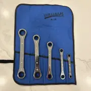 Williams WS-12 5-Piece Ratcheting Box Wrench Set, 6 & 12 Point, SAE W/ Roll USA