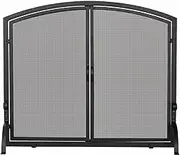 Fireplace Screens Single Panel Black Wrought Iron Screen with Doors - 34" X 44" Fireplace Screen Flat Fireplace Screens Decora