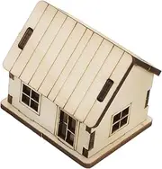 Toddmomy Miniature House Mini Statues Accessory Mini Models Door and Window Dollhouse Furniture Table House Mini House 3D Puzzles Plush Clothes Wooden Model House Puzzle Khaki