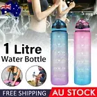 1L Water Bottle Motivational Drink Flask Time Markings BPA Free Sport Gym OZ