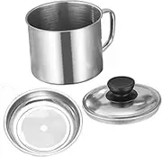 Oil Can Filter Tank Cooking Oil Filter Frying Net Tank Heavy Duty Frying Net Multi-Function Frying Net Oil Filter Container Oil Storage Pot Grease Storage Stainless Steel Silver