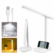 Touch LED Desk Table Lamp with 2in1 Phone Holder Eye-Care Dimmable Reading Light