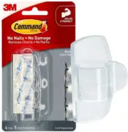 3M Command Round Cord Clips 4-Clips with Adhesive Clear Organizing Multiple Cord