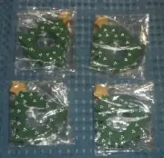 VINTAGE GREEN CHRISTMAS TREE NAPKIN RINGS SET 4 LILLIAN VERNON NIB #7483