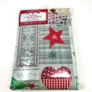 Homespun Patch 60 x 102 Vinyl Tablecloth Christmas Holiday Time Rectangle