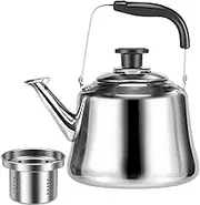 RdjEokf Tea Kettle Stainless Steel Whistling Tea Kettle, with Tea Infuser 2l Capacity Stovetop Tea Maker, Whistling Teapot, Multifunctional Whistling Teapot, for Gas, Electric, Induction
