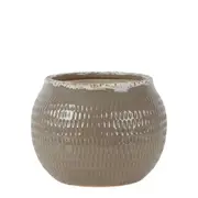 Belle Montreal Distressed Ceramic Pot Planter 23.5cm Plant Container Decor Taupe