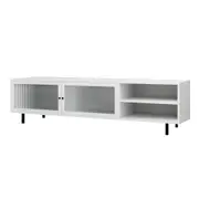 Oikiture TV Cabinet Entertainment Unit Stand Tempered-glass Doors Storage Shelf