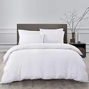 [Royal Comfort] Bedding Set Quilt Cover and Sheet Set 2000TC Bamboo Cooling, Luxury, Soft, 1 x Fitted Sheet 1 x Quilt Cover 4 x Pillowcases (6 Pcs, Double, White)