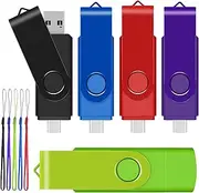 [AreTop] 64GB USB C Thumb Drive Dual USB 2.0 Flash Drive 64GB USB Drive Swivel Design 2-in-1 Portable Type-C Memory Stick for Android Smartphone, Computers, MacBook, Tablets, PC, 5 Pack