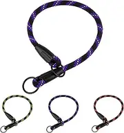 BronzeDog Rope Pro Training Dog Collar Braided No Pull Quick Release Round Lead Collars for Dogs Small Medium Large Puppy (S - 17.7" Long, Purple)