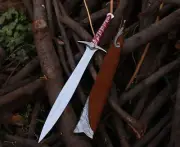 Handmade Forged D2 High Carbon Steel Sword, Sting Sword with Scabbard