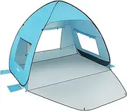 TOBTOS UPF 50+ Easy Pop Up Beach Tent 3-4 Person Sun Shelter Instant Automatic Beach Shade, Portable Sunshade with Extendable Floor (Blue)