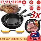 Cast Iron Skillet 3 piece Camping BBQ Multi Functional Frying Pan Steak Skillet