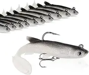 Soft Fishing Lures Pre-Rigged Soft Plastic Lures 10 Pack Jighead Swimbait for Bass Trout Pike