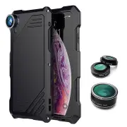198�� Fisheye Lens + 15X Macro Lens + Wide Angle Lens + IP54 Waterproof Shockproof Zinc Alloy Case For iPhone XS Max