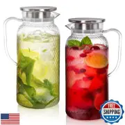 Nicunom 2 Pack Plastic Pitcher 68 Oz, Clear Pitcher with Lid, Water Jug for F