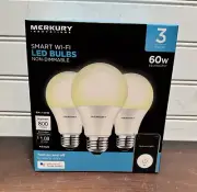 Merkury Innovations Smart Wifi Phone/App Controlled LED 60W Light Bulbs (3-Pack)