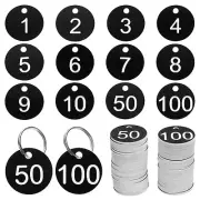 Numbers Key Tags, 1-100 Plastic ID Hang Tag with Metal Ring(Black & White)
