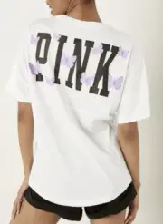 VS VICTORIAS SECRET PINK SHORT SLEEVE VARSITY CREW TEE TOP M