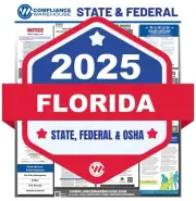 2025 Florida FL State/Fed Labor Law All In 1 Compliance Poster Paper/Laminated