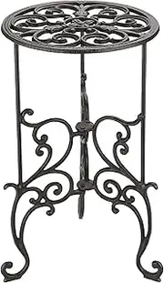 [OwnMy] Cast Iron Plant Stand Rustproof Iron Flower Pot Holder Heavy Duty, 19.3 Inch Tall Vintage Rustic Decorative Potted Plant Stand Rack, Indoor Outdoor Plant Holder Metal Plant Stand for Home Garden