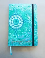 Journal Notebook Fabric Covered Indigenous Design " Home" Green