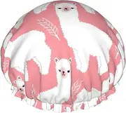 Alpaca Llama Print Various Activities Shower Cap Reusable Soft And Lightweight Bath Hair Cap Long Hair