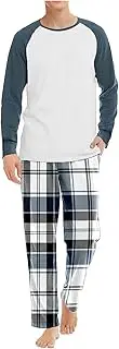 [Generic] Pajamas Set for Men Casual Long Sleeve Top and Bottoms Soft 2 Piece Pjs Set Lightweight Comfy Loungewear with Pockets, E#navy, Large