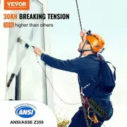 Vertical Lifeline Assembly 0.55'' x 100' Fall Protection Rope 30 KN ANSI