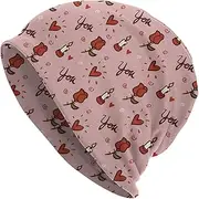 [LAIPUTER] Valentines Day Beanie Standard Closed Chemo Knitted Hats for Women Men Soft Skull Cap Warm Baggy Cancer Headwear